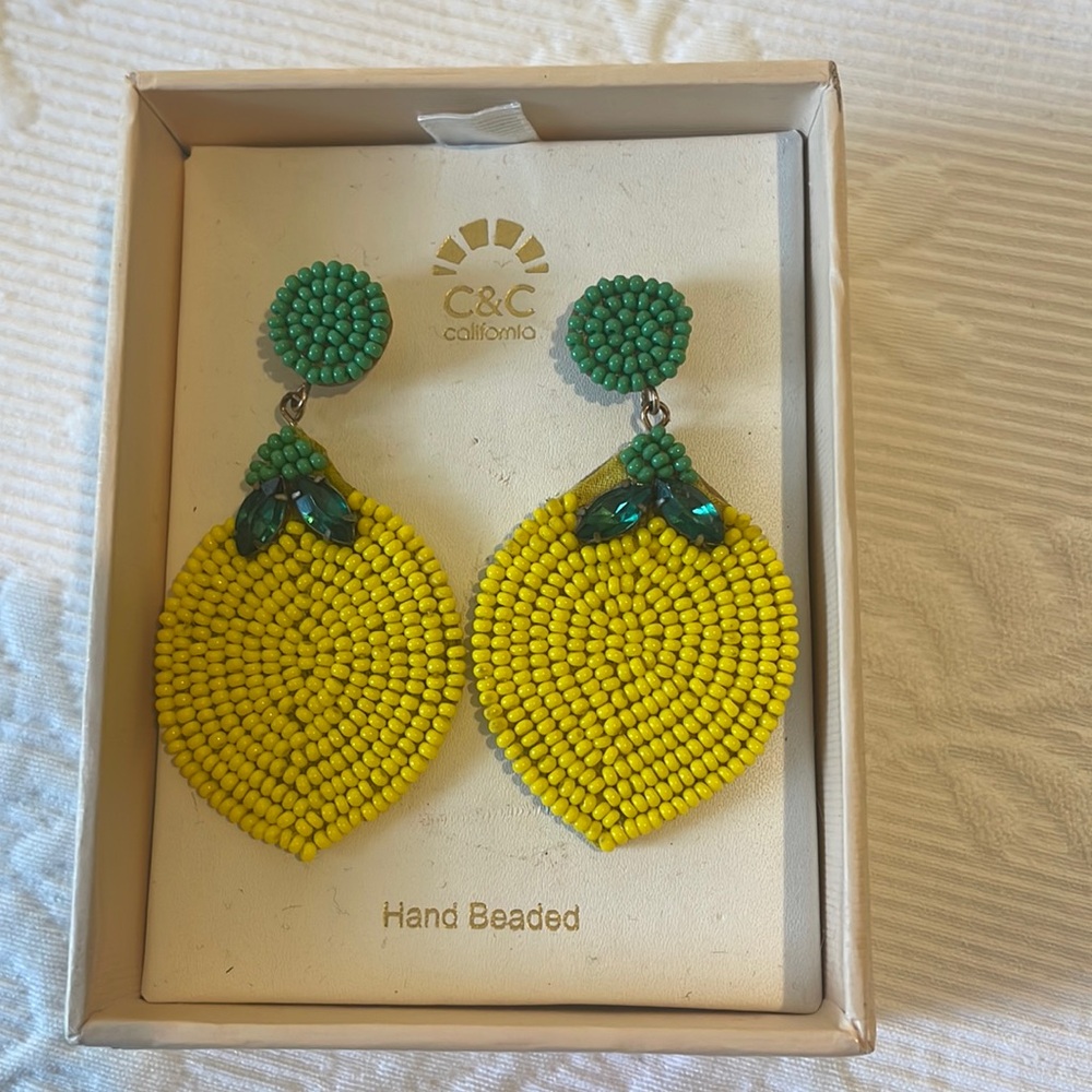 🍋 Hand Beaded Lemon earrings lemon 🍋